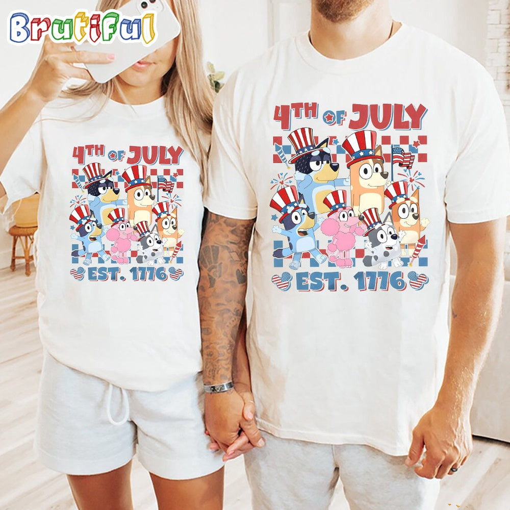 Bluey Happy 4th Of July 2024 Shirt, Bluey T Shirt, Mens Bluey Shirt, Womens Bluey Shirt
