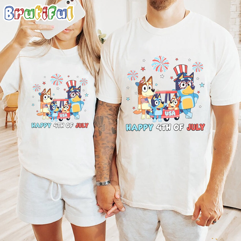 Bluey Happy 4th Of July 2024 T Shirt, Bluey T Shirt, Mens Bluey Shirt, Womens Bluey Shirt