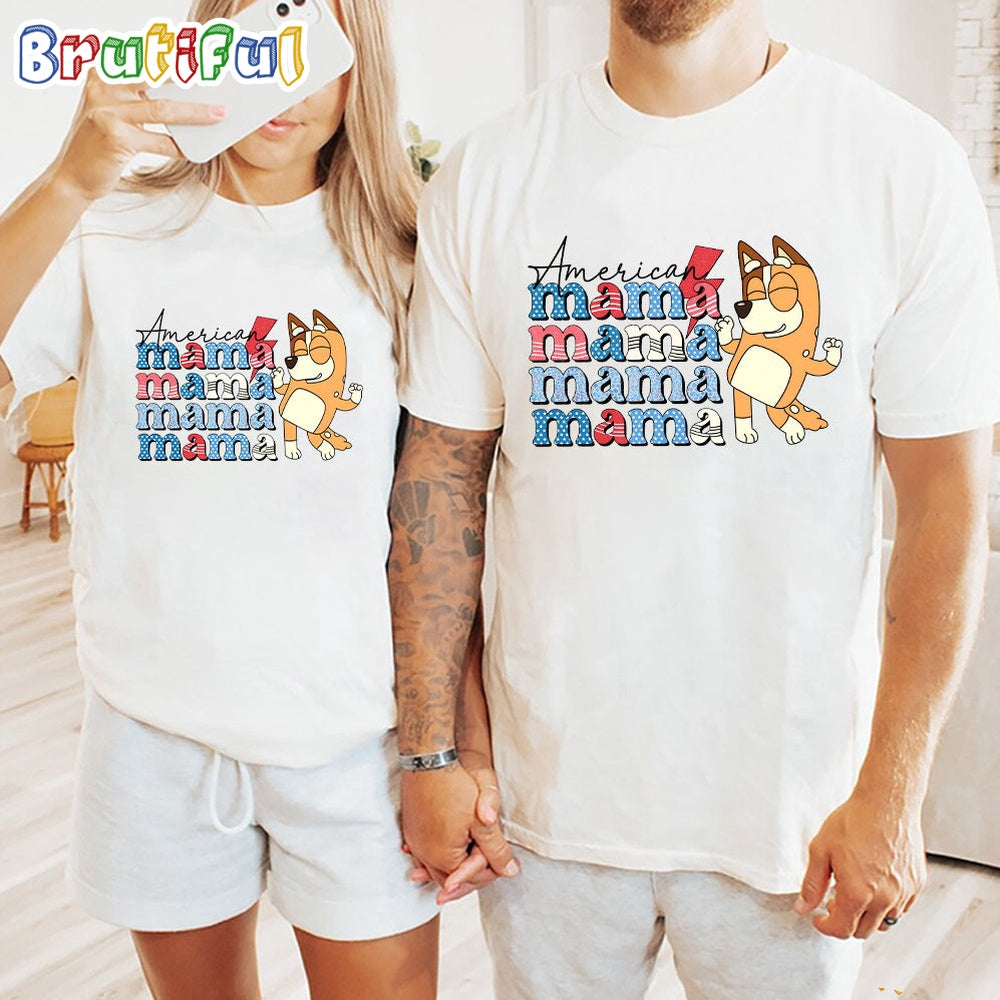 Bluey Mama America Independence Day 4th Of July Shirt, Bluey T Shirt, Mens Bluey Shirt, Womens Bluey Shirt