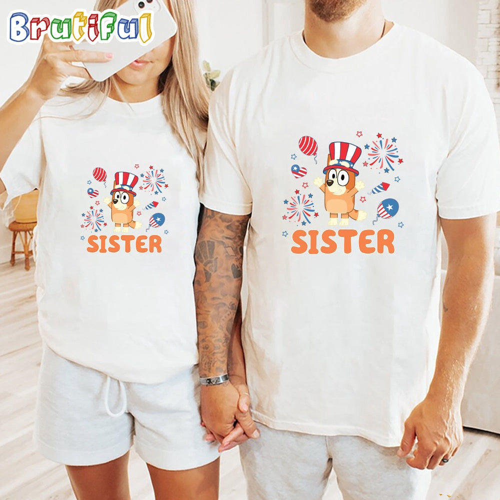 Bluey Sister Independence Day 4th Of July Shirt, Bluey T Shirt, Mens Bluey Shirt, Womens Bluey Shirt