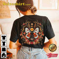 Boho Floral Wreath Butterfly Cotton T-Shirt