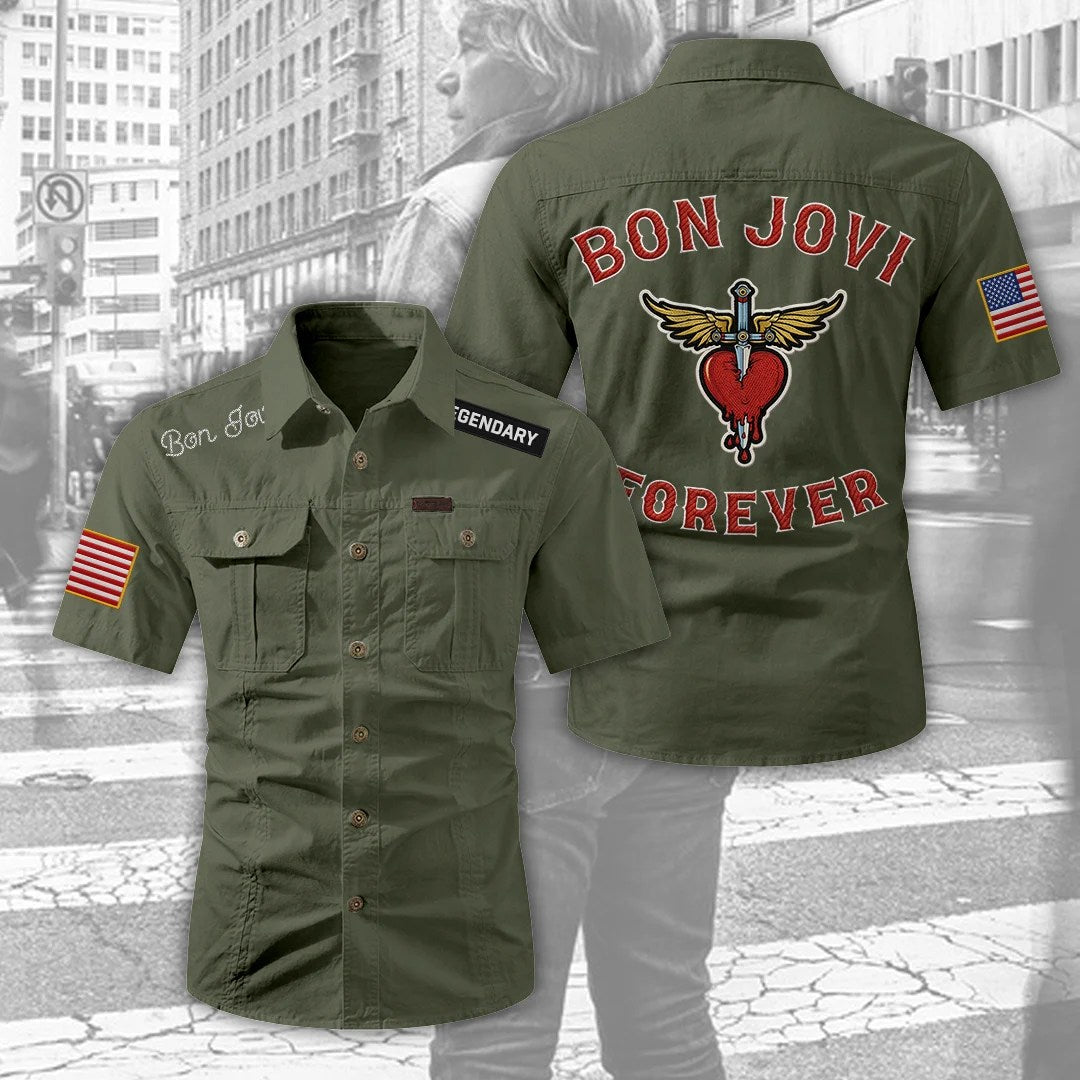 Bon Jovi Forever 2D Short Sleeve Mechanic Shirt – TANTN26307