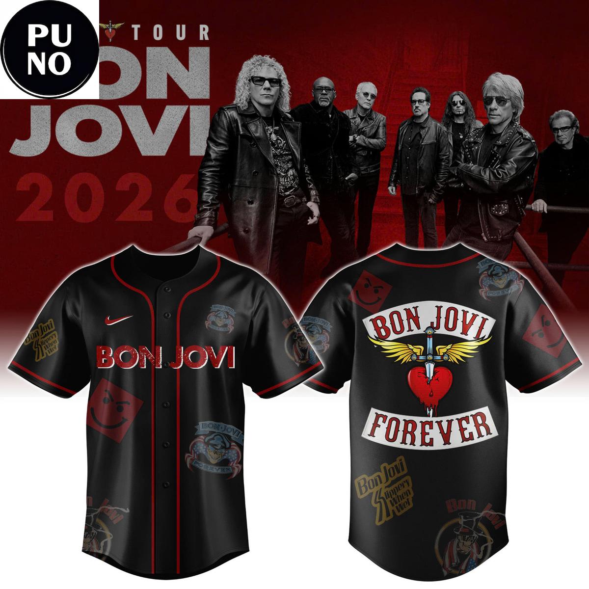 Bon Jovi Forever Tour 2026 Baseball Jersey