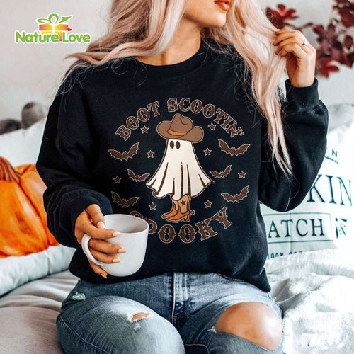 Boot Scootin Spooky Halloween Shirt, Cowboy Ghost Western Shirt