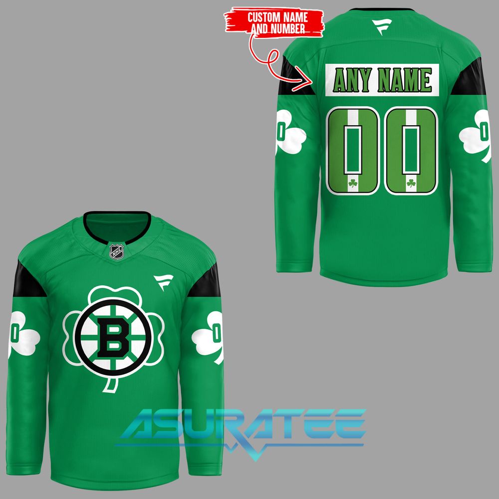 Boston Bruins Happy Saint Patrick’s Day Custom Hockey Jersey