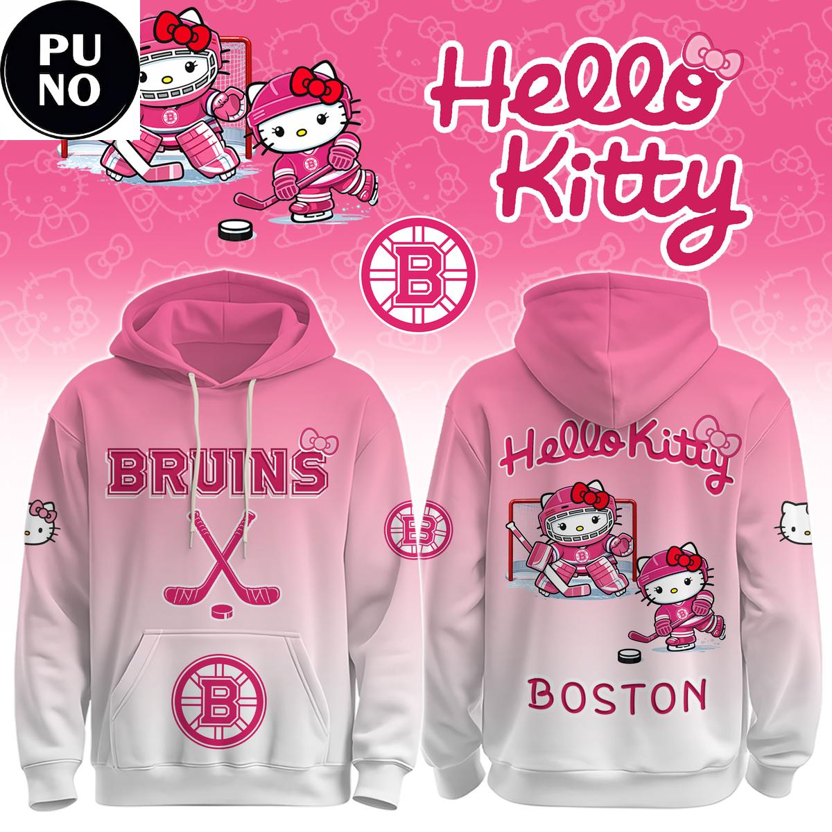 Boston Bruins x Hello Kitty Pink Night 2026 Hoodie