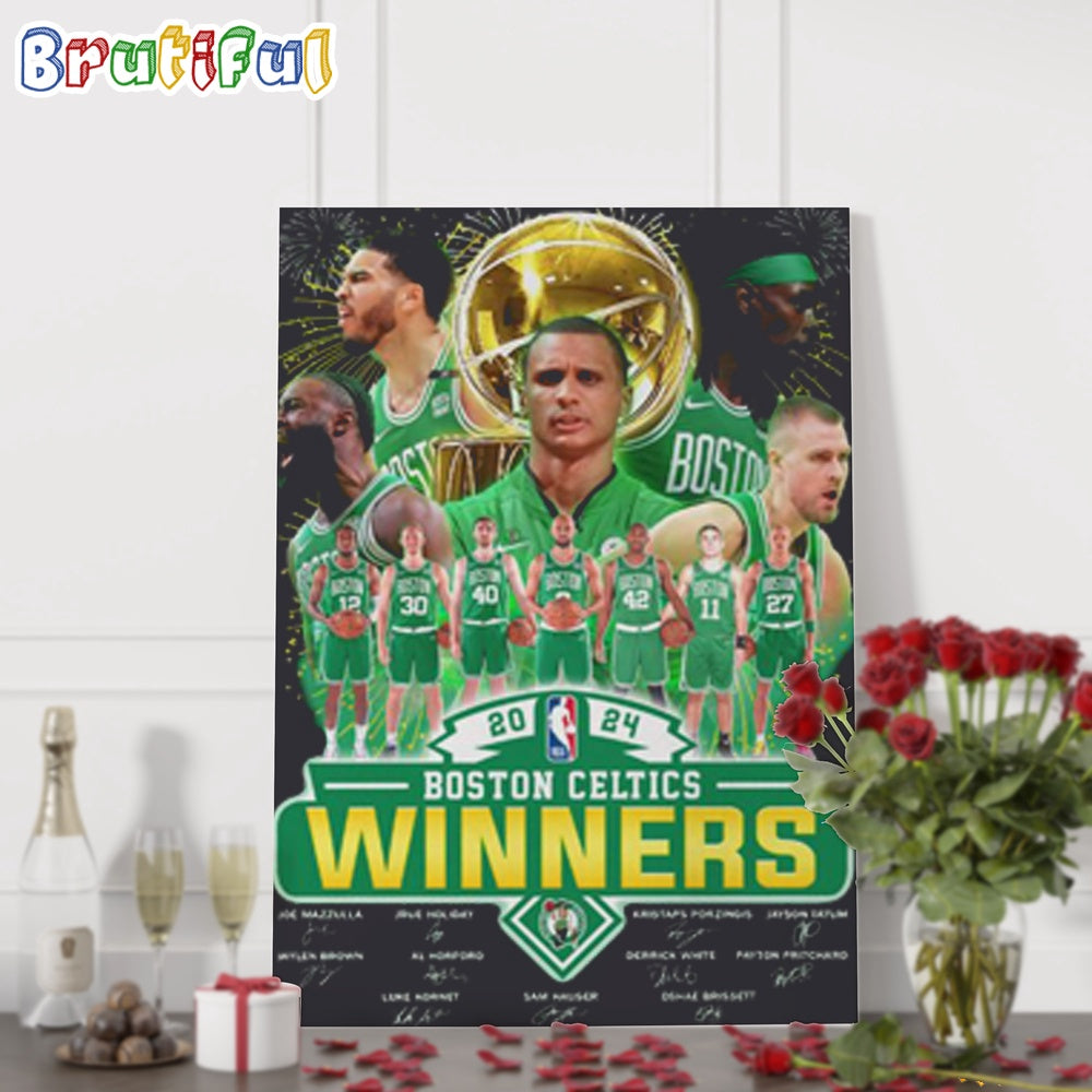 Boston Celtic 2024 NBA Champions Winners Wall Art Poster Canvas