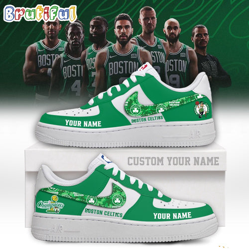 Boston Celtics 2024 NBA Finals Champions Air Force 1 Sneaker Shoes
