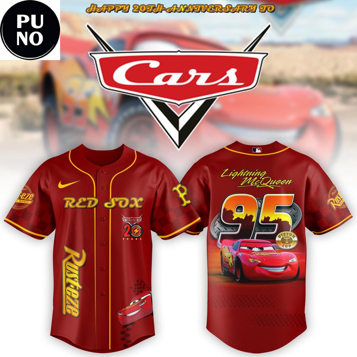 Boston Red Sox x Cars 2026 Lightning McQueen 20th Anniversary Baseball Jersey