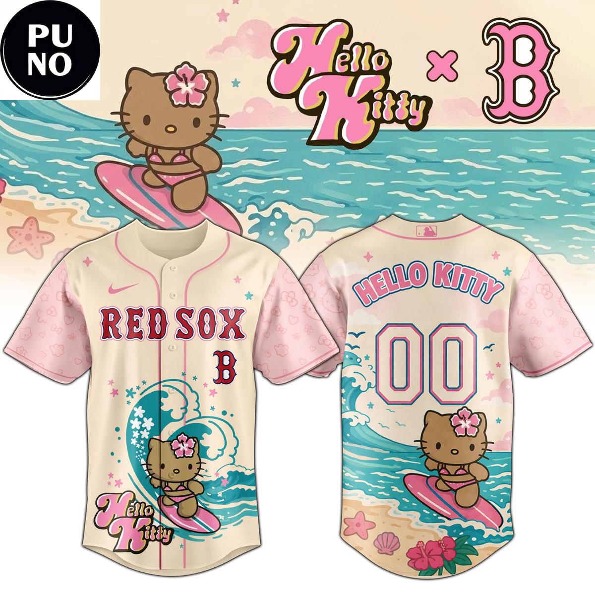 Boston Red Sox x Hello Kitty Surfing Kawaii Summer 2026 Baseball Jersey