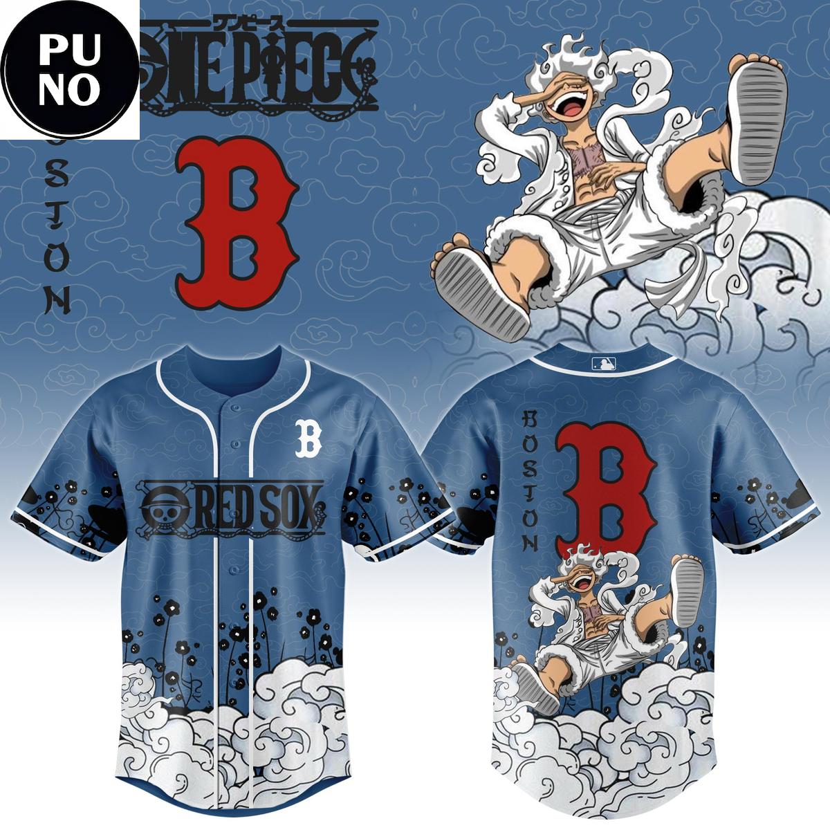 Boston Red Sox x One Piece 2026 Gear 5 Luffy Nika Baseball Jersey