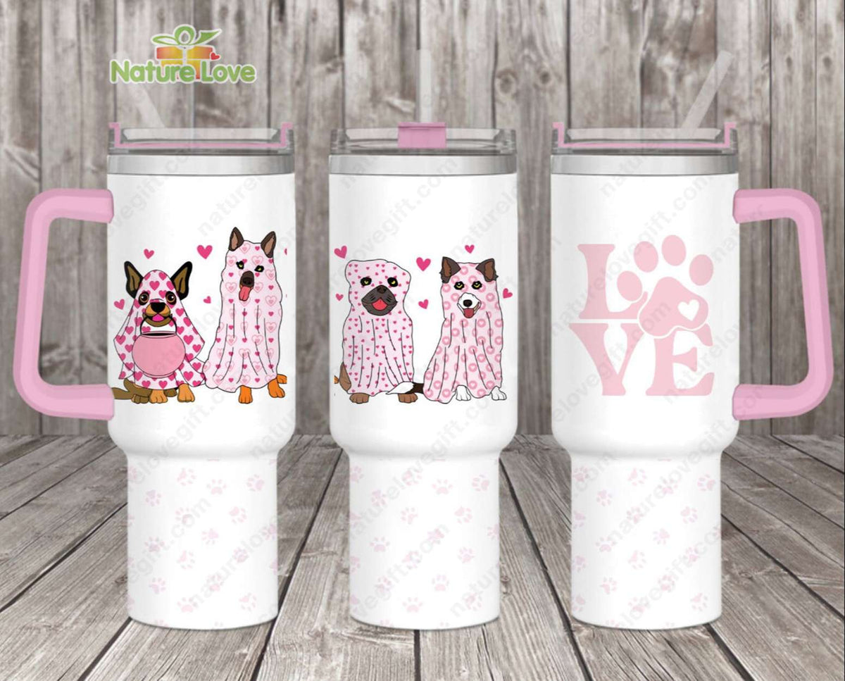 Boujee Dog Valentine 40oz Tumbler With Handle Gift for Dog’s Lovers