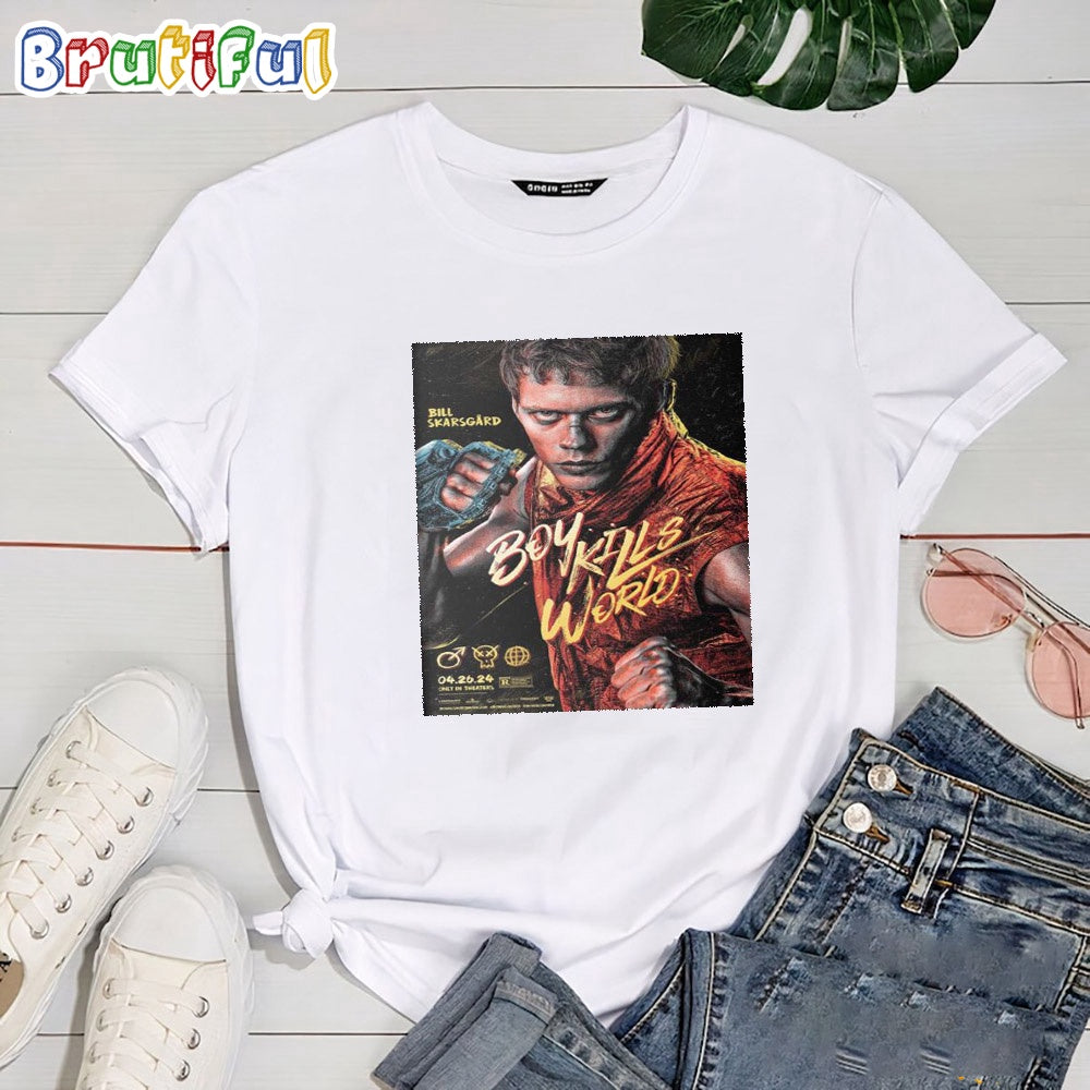 Boy Kills World Starring Bill Skarsgard And Jessica Rothe In Theaters On April 2024 T Shirt