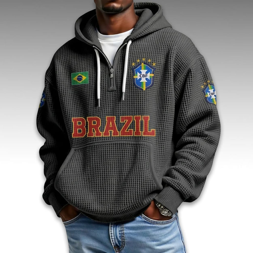Brazil World Cup 2026 Waffle Quarter Zip Hoodie