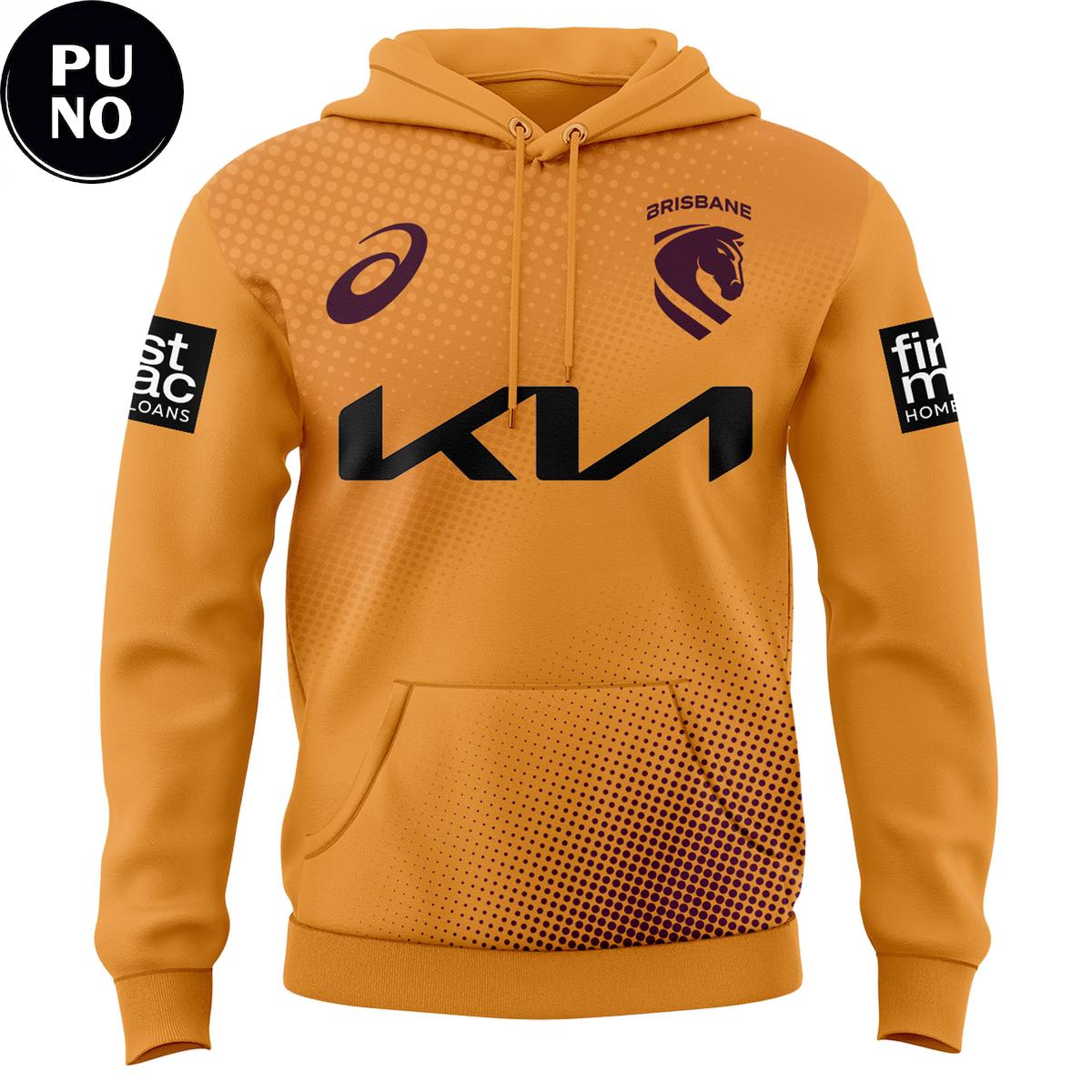 Brisbane Broncos 2026 Mens Yellow Training Replica Hoodie T-Shirt