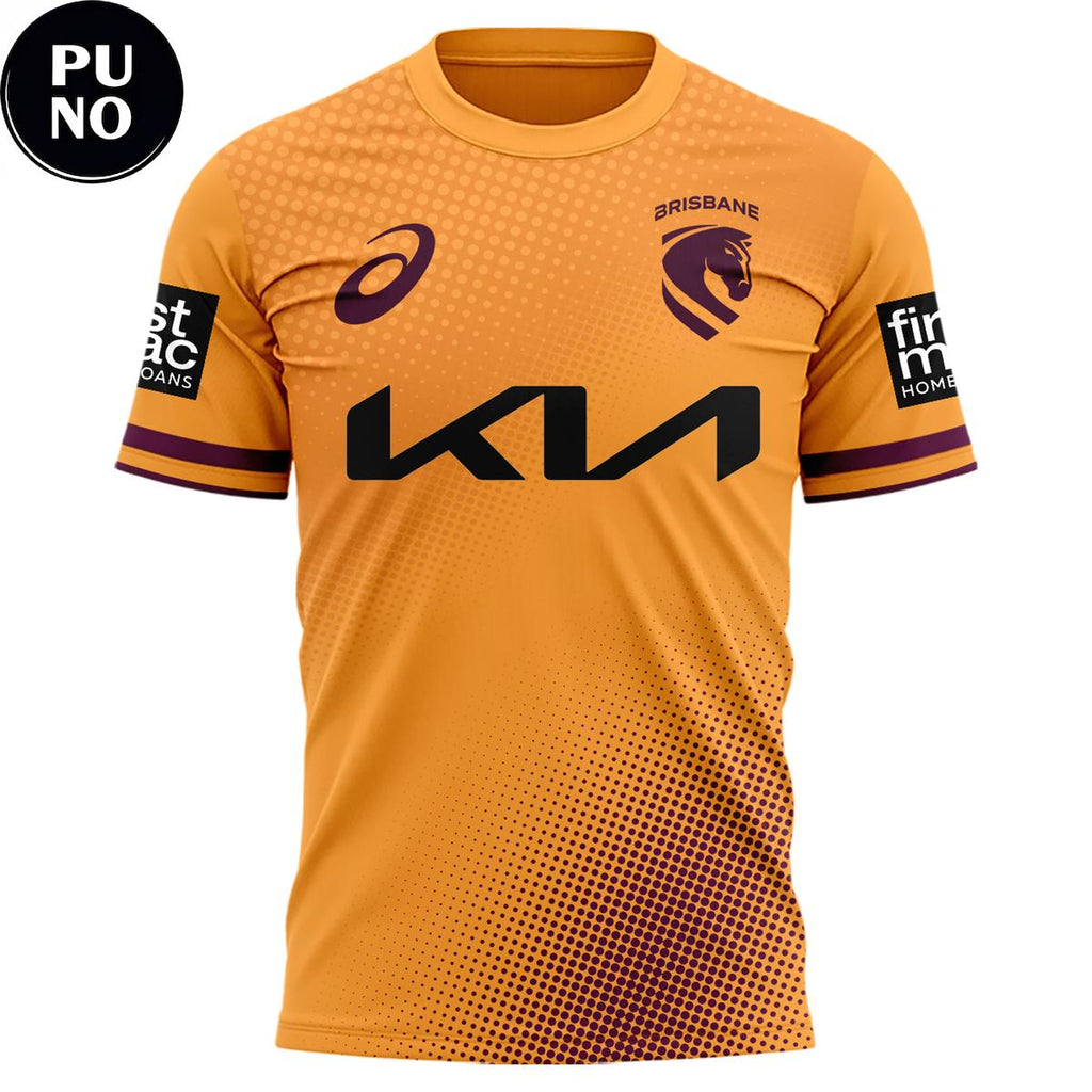 Brisbane Broncos 2026 Mens Yellow Training Replica Hoodie T-Shirt