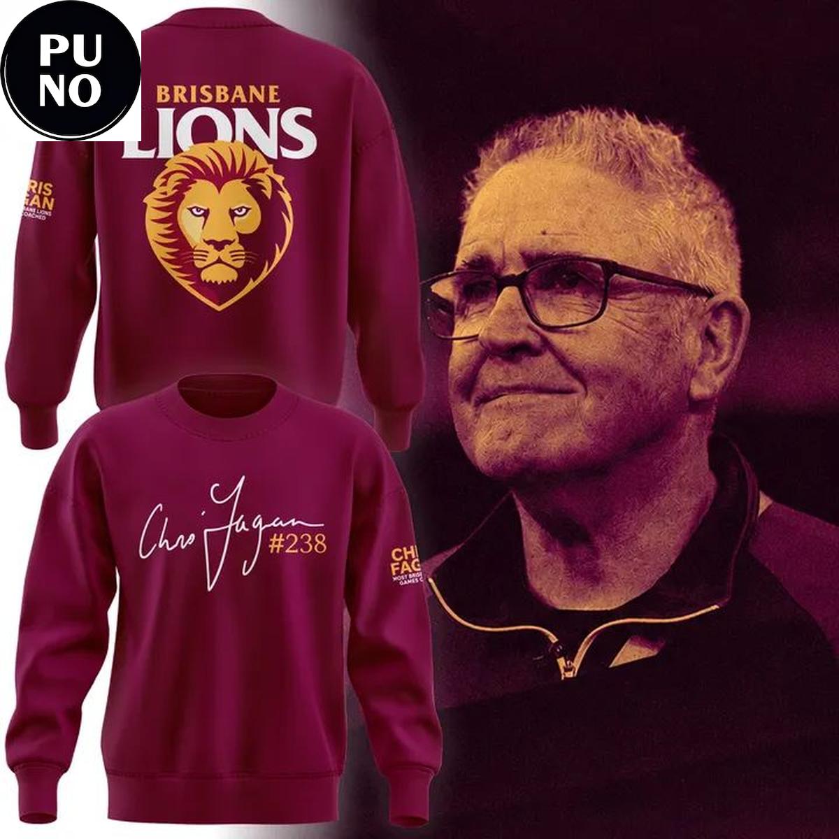 Brisbane Lions 2026 Coach Chris Fagan 238 Game Hoodie T-Shirt