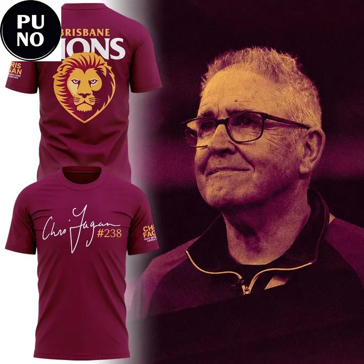 Brisbane Lions 2026 Coach Chris Fagan 238 Game Hoodie T-Shirt
