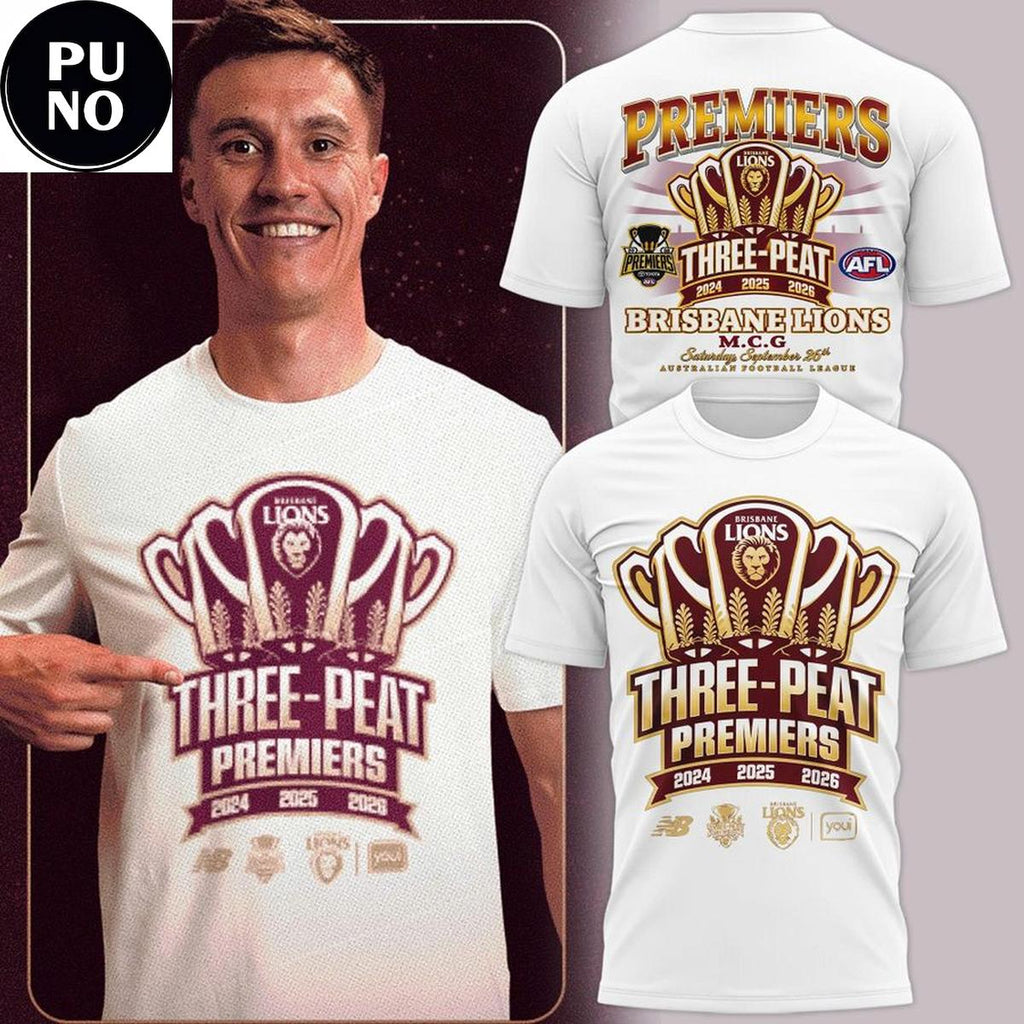 Brisbane Lions 2026 Three-Peat Premiers Champions Hoodie T-Shirt