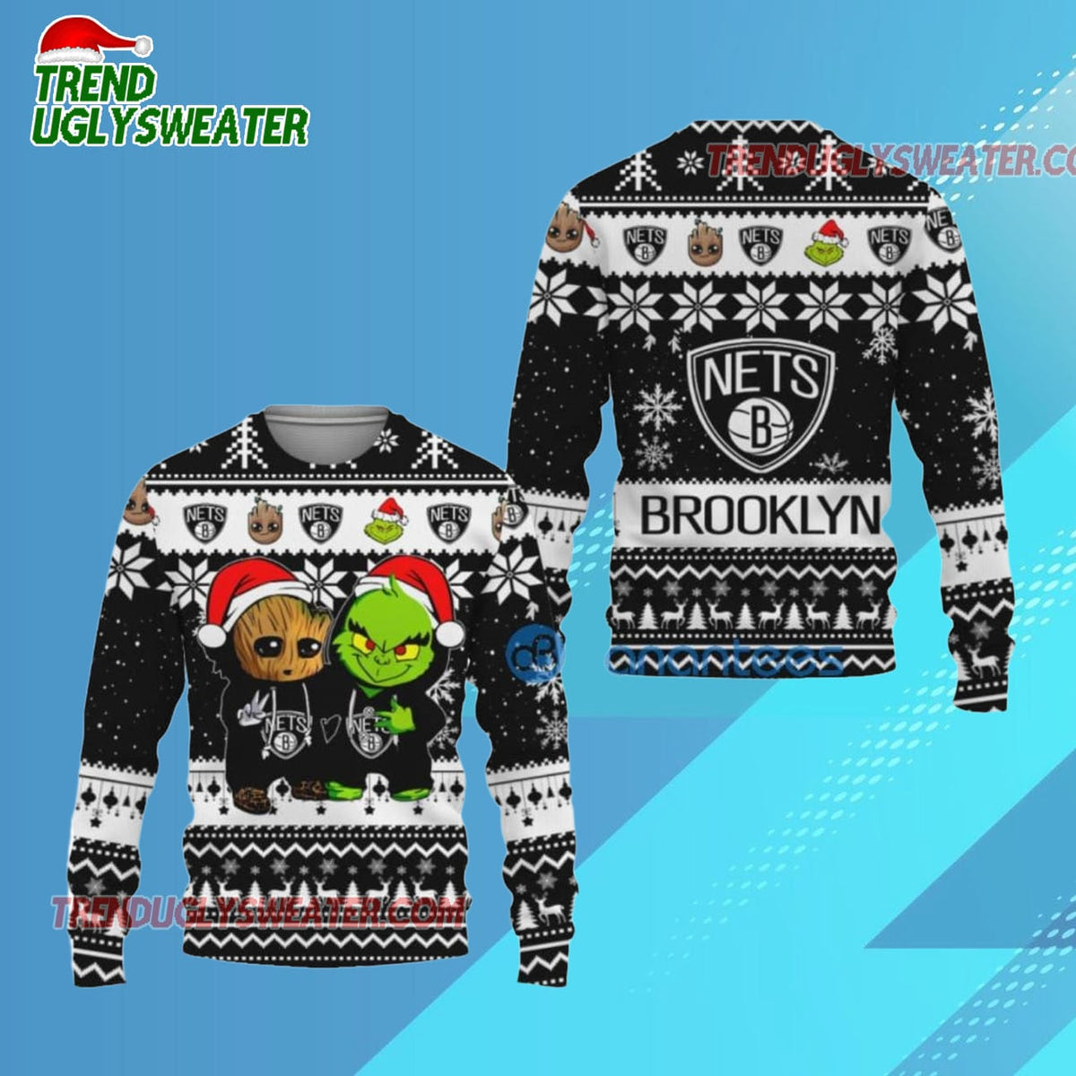 Brooklyn Nets Holiday Heroes Ugly Christmas Sweater