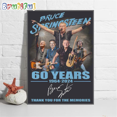 Bruce Springsteen 60 Years 1964-2024 Thank You For The Memories Wall Art Poster Canvas