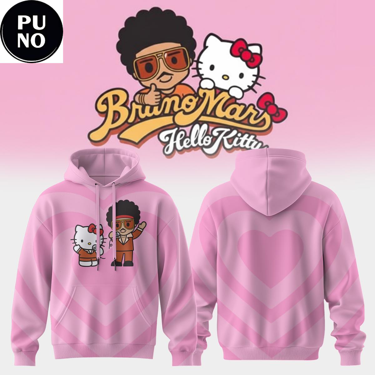 Bruno Mars x Hello Kitty 2026 Heart Pink Hoodie T-Shirt