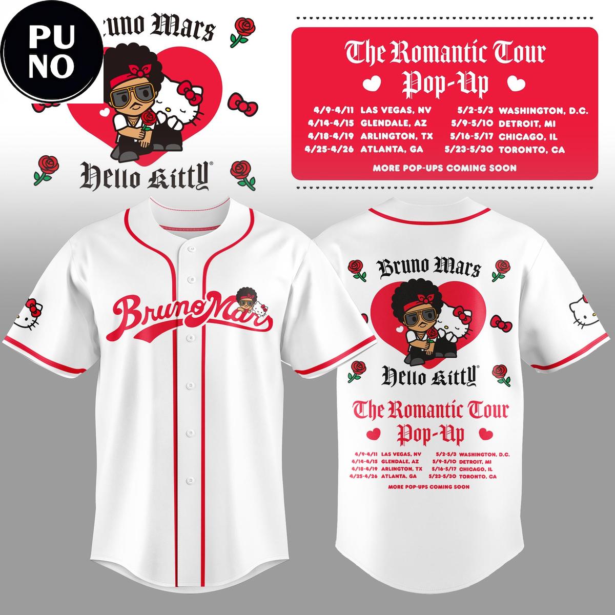 Bruno Mars x Hello Kitty The Romantic Tour Pop-Up 2026 Baseball Jersey