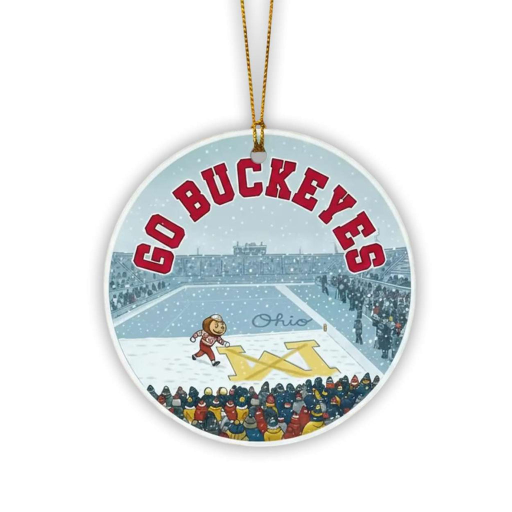 Brutus Go Buckeyes Snow Erase The M Ornament