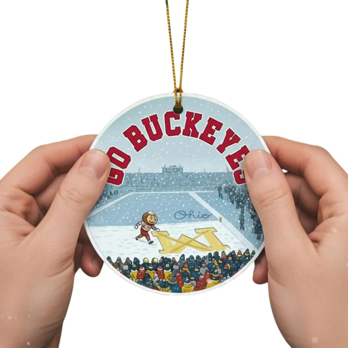 Brutus Go Buckeyes Snow Erase The M Ornament