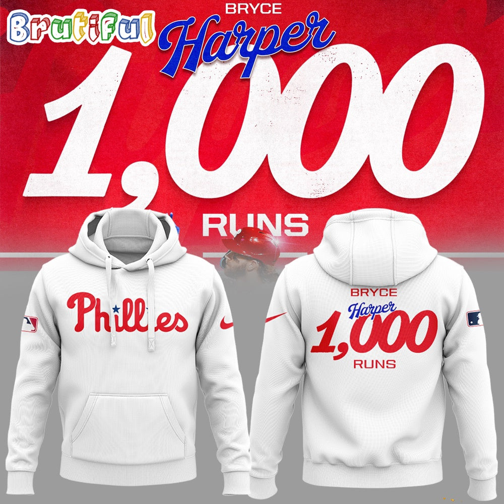 Bryce Harper 1000 Runs Philadelphia Phillies Baseball Hoodie