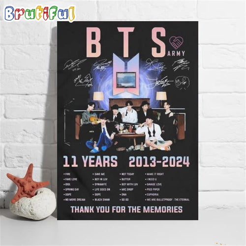 Bts 11 Years 2013-2024 Thank You For The Memories Poster Canvas
