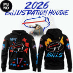 Buffalo Bills 2026 Josh Allen Billustration Hoodie T-Shirt