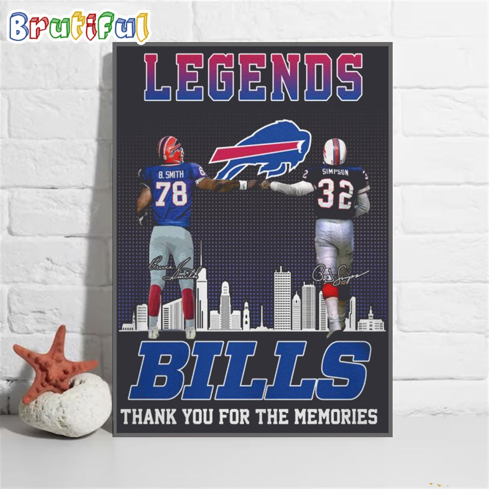 Buffalo Bills Legends Thank You For The Memories Wall Art Poster Canvas