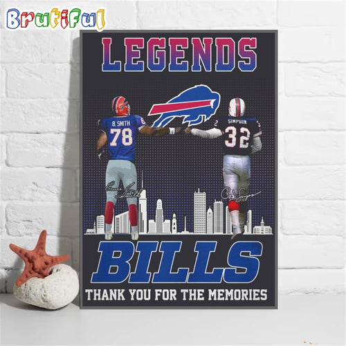 Buffalo Bills Legends Thank You For The Memories Wall Art Poster Canvas