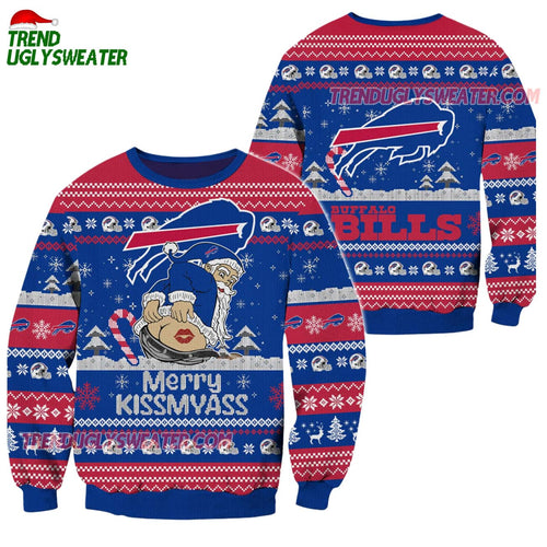 Buffalo Bills Merrykissmyass Funny Santa Claus Christmas Ugly Sweater