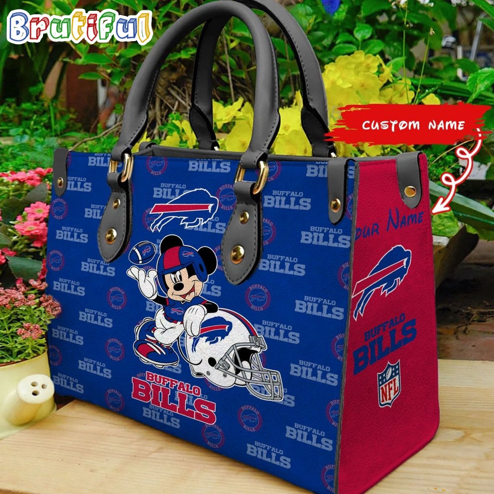 Buffalo Bills Mickey Leather Bag Custom Name Women Bag