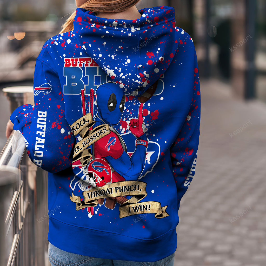 Custom NFL Buffalo Bills Hoodie Leggings Rock Paper Scissors Throat Punch I Win Hoodie