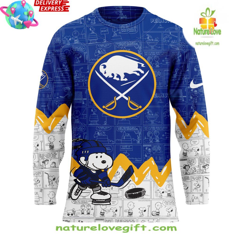 Buffalo Sabres Peanuts Anniversary Limited Edition Hockey Jersey