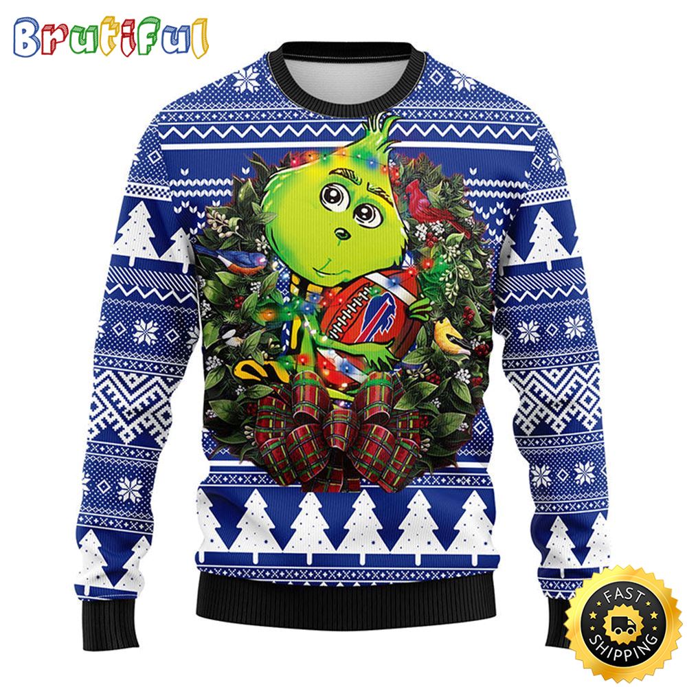 Buffalo Bills Christmas Ugly Sweater Grinch Hug Xmas Day Show Your Team Spirit