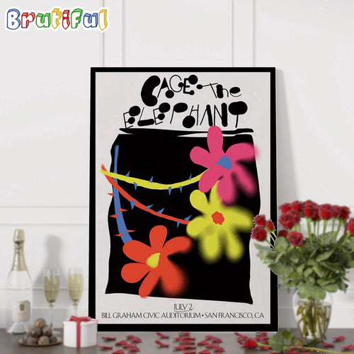 Cage The Elephant July 2 2024 Bill Graham Civic Auditorium San Francisco CA Wall Art Poster Canvas