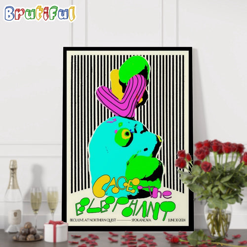 Cage The Elephant June 30 2024 BECU Live at Northern Quest Spokane WA Tour Wall Art Poster Canvas