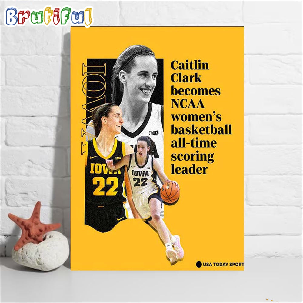 Caitlin Clark Becomes NCAA Womens Basketball All-Time Scoring Leader Poster Canvas