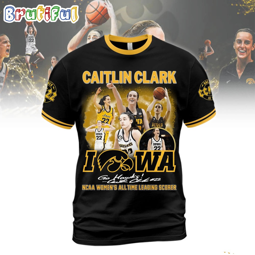 Caitlin Clark Iowa Hawkeyes 2024 NCAA Women’s 22 All Time Leading Scorer Shirt
