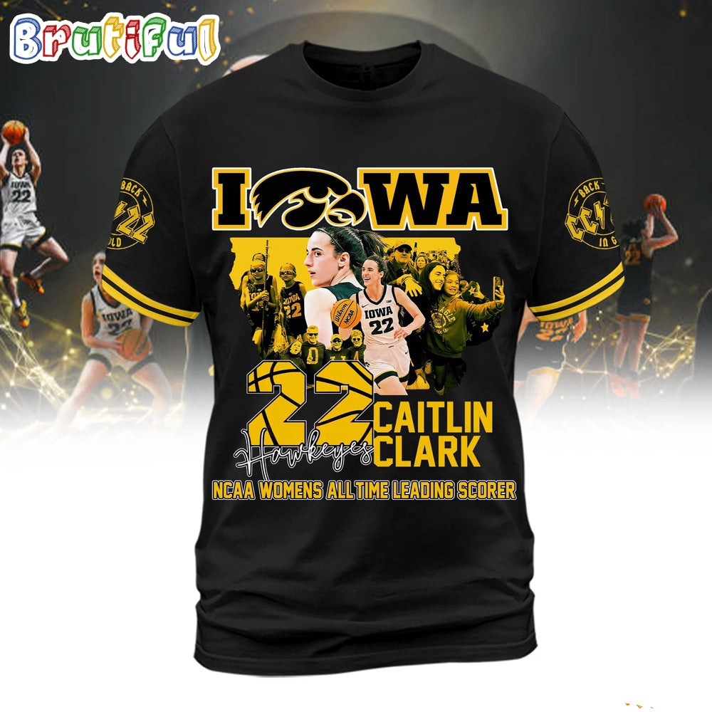 Caitlin Clark Iowa Hawkeyes 2024 NCAA Women’s All Time Leading Scorer 3D Shirt