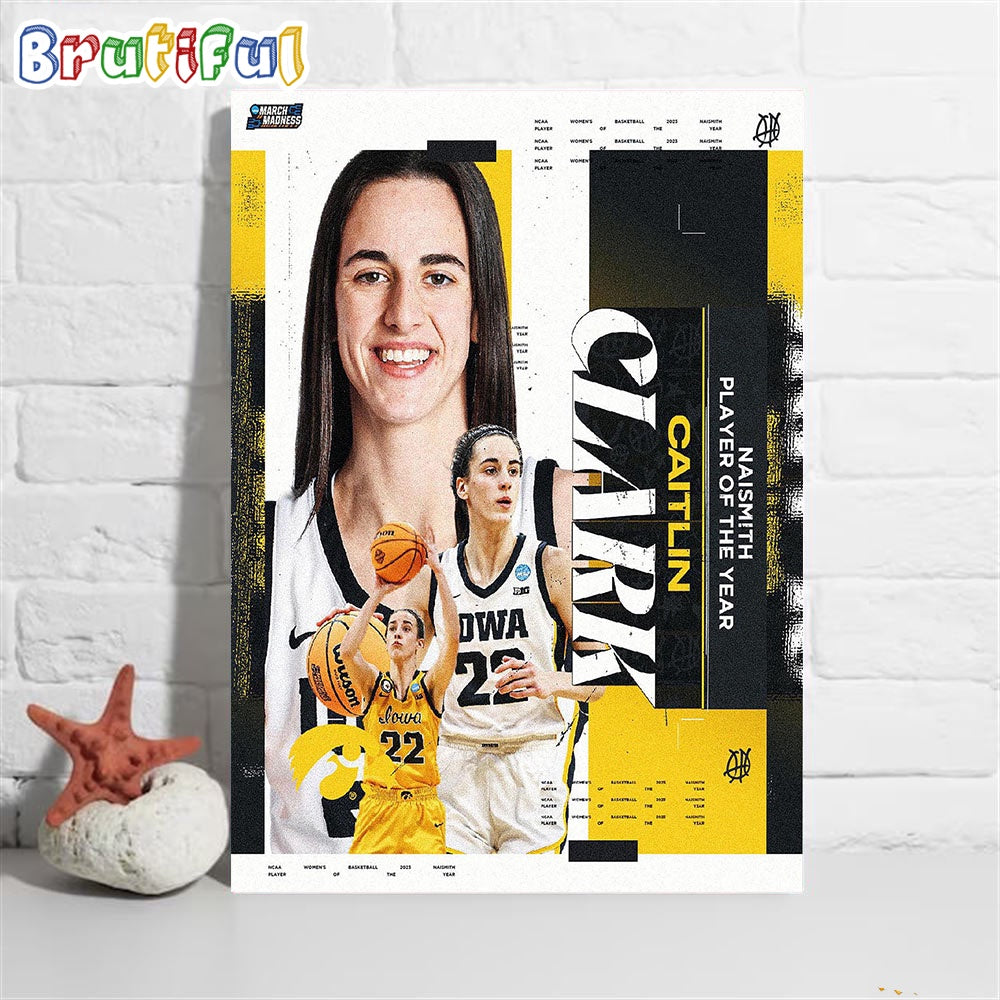 Caitlin Clark Is The Winner 2023 Naismith Player Of The Year Poster Canvas