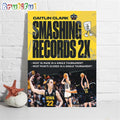 Caitlin Clark Smashing Records 2X Poster Canvas