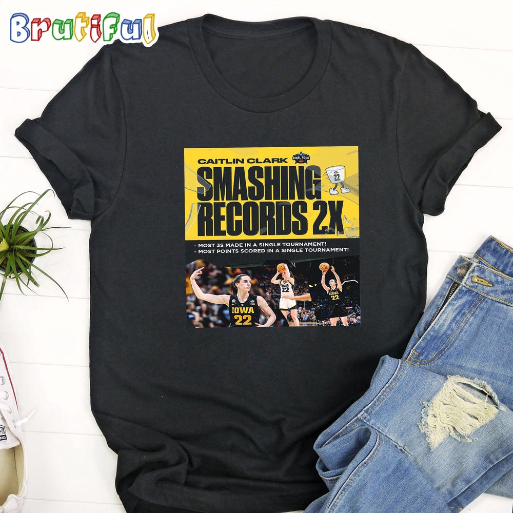 Caitlin Clark Smashing Records 2X T-Shirt