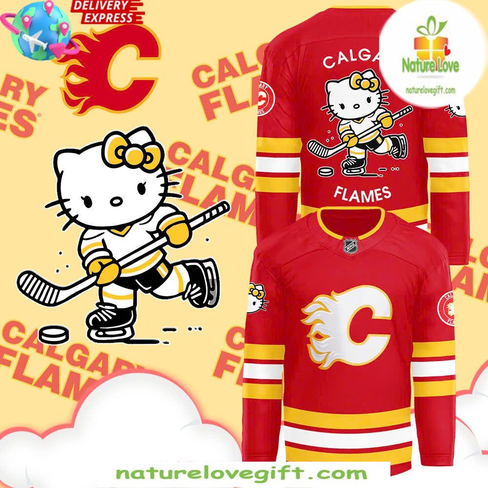 Calgary Flames Hello Kitty 50th Anniversary Red Hockey Jersey