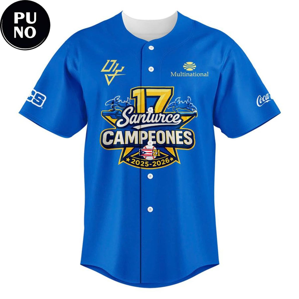 Cangrejeros de Santurce 2026 Campeon de la LBPRC Locker Room Baseball Jersey