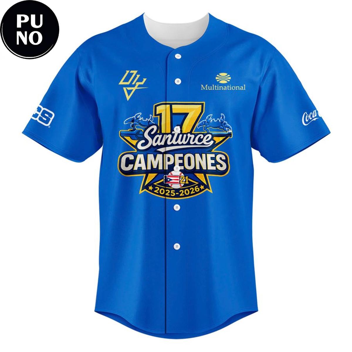 Cangrejeros de Santurce 2026 Campeon de la LBPRC Locker Room Baseball Jersey